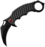 ElitEdge Karambit Linerlock Black CF Folding 8Cr13MoV Pocket Knife 10B020BKCF