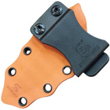 E. Fritz Custom Orange & Black Kirinite 52100 Fixed Blade Knife w/ Kydex Belt Sheath RZ002