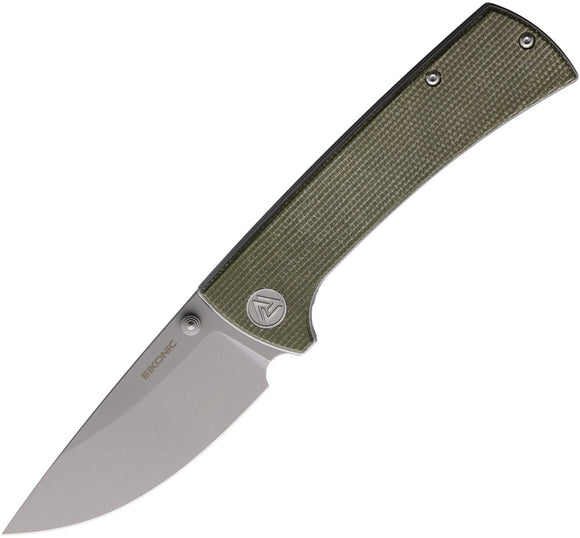 EIKONIC RCK9 Linerlock Green Micarta Folding D2 Steel Pocket Knife 101SSGN