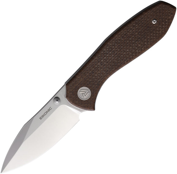 EIKONIC Kasador Linerlock Brown Micarta Folding D2 Steel Pocket Knife 331SBR