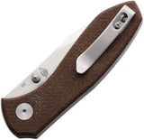 EIKONIC Kasador Linerlock Brown Micarta Folding D2 Steel Pocket Knife 331SBR