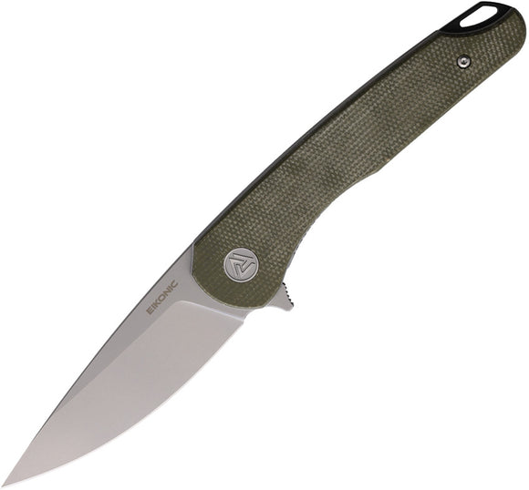 EIKONIC Dromas Linerlock Green Micarta Folding D2 Steel Pocket Knife 441SGN