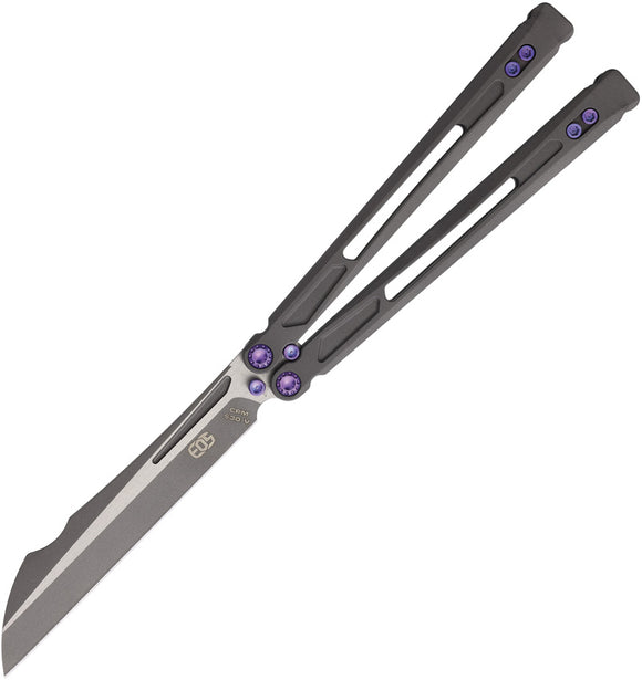 EOS Gremlin Balisong Sasha Dark Gray Titanium S30V Sheepsfoot Butterfly Knife 151