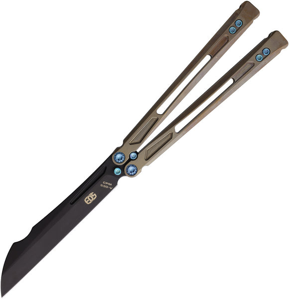 EOS Gremlin Balisong Bronze Titanium S30V Sheepsfoot Butterfly Knife 152