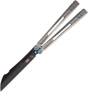 EOS Gremlin Balisong Satin Titanium S30V Sheepsfoot Butterfly Knife 155