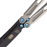 EOS Gremlin Balisong Satin Titanium S30V Sheepsfoot Butterfly Knife 155