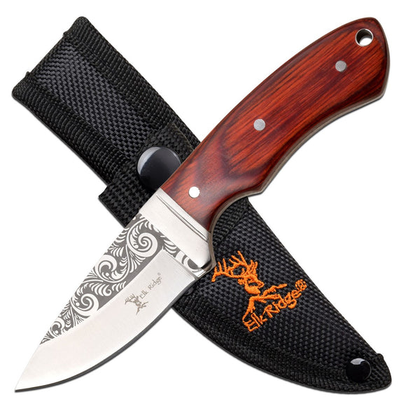 Elk Ridge Brown Sandalwood 3Cr13 Stainless Fixed Blade Knife w/ Sheath 20018WD