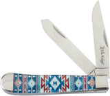 Elk Ridge Gentleman's Trapper Blue Aztec Folding Stainless Pocket Knife 42452BL