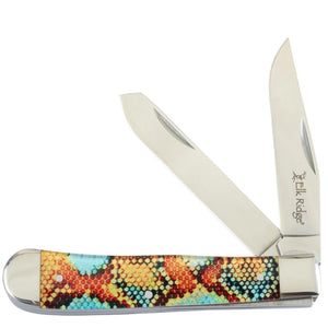 Elk Ridge Gentleman's Trapper Orange & Teal Folding Stainless Pocket Knife 42452TN