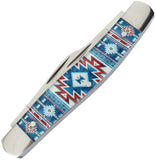 Elk Ridge Gentleman's Stockman Blue Aztec Folding Stainless Pocket Knife 42453BL