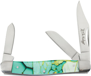 Elk Ridge Gentleman's Stockman Light Green Folding Stainless Pocket Knife 42453LG