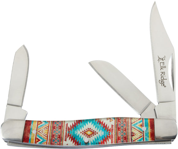 Elk Ridge Gentleman's Stockman Orange Aztec Folding Stainless Pocket Knife 42453OR