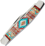 Elk Ridge Gentleman's Stockman Orange Aztec Folding Stainless Pocket Knife 42453OR