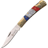 Elk Ridge Lockback White/Red/Blue C-Tek Folding 3Cr13 Pocket Knife 945