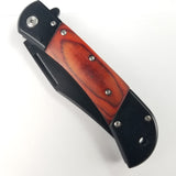 Elk Ridge Spring Assisted Folding Pocket Knife Black W/ Wood Handle - A009BW