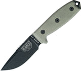 ESEE Model 3MIL Plain Black Fixed Blade OD Green Handle Knife w/ Sheath 3MILPCP