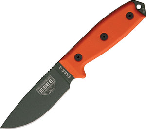 ESEE Model 3 Standard Edge Orange G10 Handle OD Green Fixed Blade Knife 3PKOOD