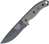 ESEE 11" Model 5 Part Serrated Tactical Fixed BLK Blade Canvas Handle Knife 5STG