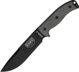 ESEE Model 6 Plain Edge Fixed Blade Black Linen Handle Knife + Brown Sheath 6PCP