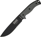 ESEE Model 6 Part Serrated Fixed Blade Black Handle Knife + OD Green Sheath 6SOD