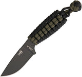 ESEE Izula BLK Fixed Blade Black & OD Paracord Wrapped Handle + Sheath IBPC2