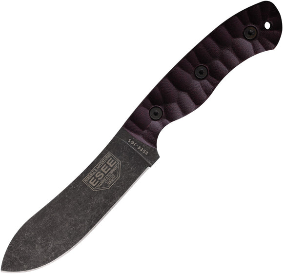 ESEE JG5 Burgundy Linen Micarta 1095 Carbon Steel Fixed Blade Knife JG5LM
