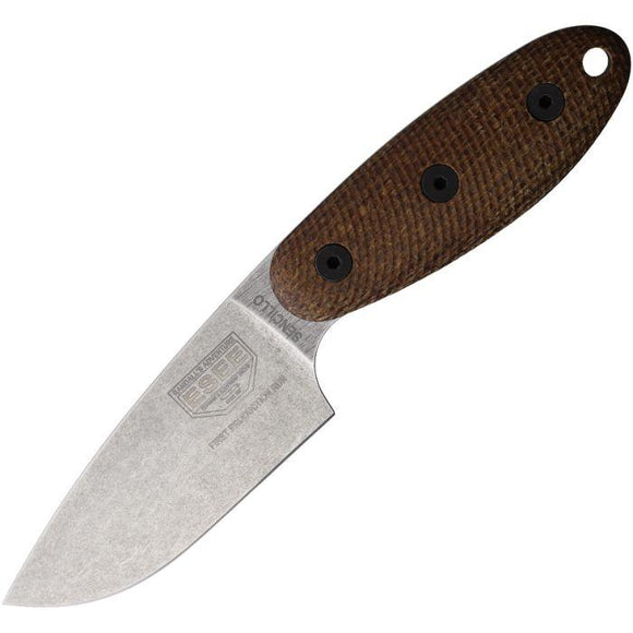 ESEE Sencillo Brown Micarta Magnacut Fixed Blade Knife w/ Sheath SENCILLOM