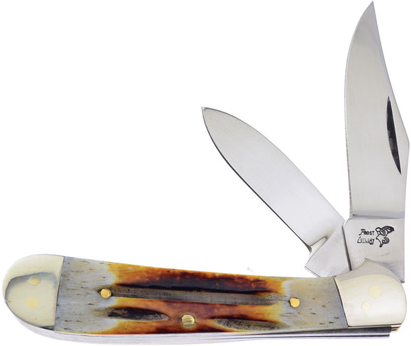 Frost Copperhead Second Cut Bone Handle Stainless Folding Pocket Knife 14950SC