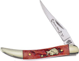 Frost Small Toothpick Dark Red Jig Bone Handle Folding Knife 1 of 300 DG109DRJB
