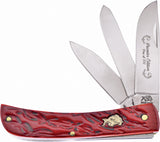 Frost Dirt Buster Dark Red Jigged Bone Folding 3 Blades Knife 1 of 300 DG173DRJB