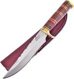 Frost Cutlery Black Hills Fixed Blade Brown Pakkawood Leather Handle Knife BKH209