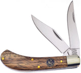 Frost Cutlery Saddlehorn Zebra Wood Handle Crowing Rooster Folding Knife R528ZW