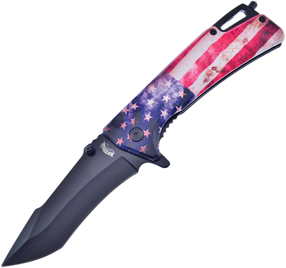 Frost Cutlery American Flag Linerlock A/O Aluminum Folding Pocket Knife FC83AM