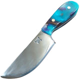 Firehawk Forge Custom Blue Resin Acrylic Fixed Blade Knife w/ Black Leather Sheath F001