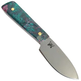 Firehawk Forge Custom Red & Green & Pink Resin Acrylic 1095 Fixed Blade Knife w/ Red Leather Sheath F002