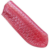 Firehawk Forge Custom Red & Green & Pink Resin Acrylic 1095 Fixed Blade Knife w/ Red Leather Sheath F002