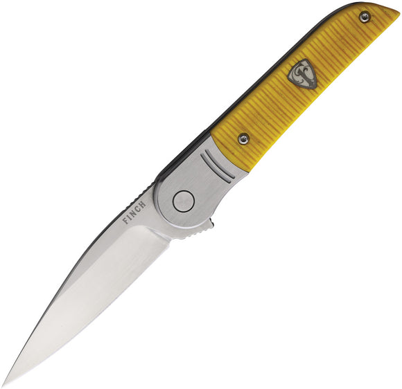 FINCH Stinger Framelock Yellow Jacket Ribbed Bone Folding 154CM Pocket Knife CST367