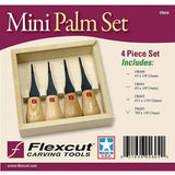 Flexcut Tan Wood Carbon Steel 4pc Carving Knives Mini-Palm Tool Set FR604