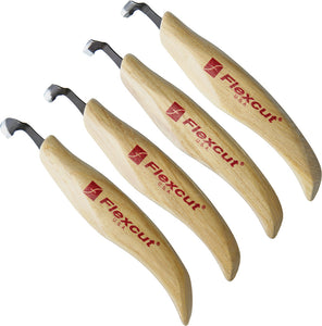 Flexcut Right-Handed Scorp Tan Wood Carbon Steel 4pc Carving Knives Set KN150