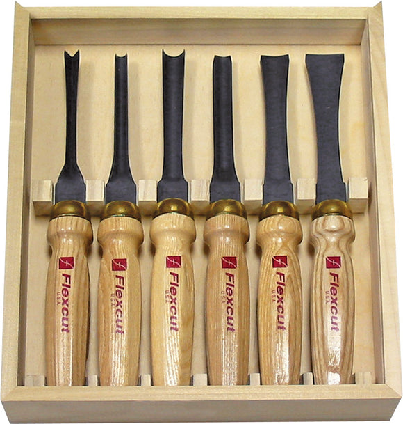 Flexcut Tan Wood Carbon Steel 6pc Carving Knives Mallet Starter Set MC150