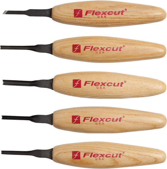 Flexcut Mixed Profile Tan Wood 5pc Carving Knives Micro Tool Set MT930