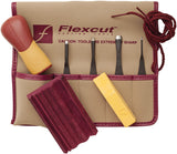 Flexcut Printmaking Tan & Burgundy ABS Carbon Steel 5pc Carving Knives Set SK130