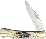 Frost Barracuda Mojave Bone Handle Stainless Clip Pt Folding Knife MB100MB