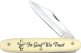 Frost In God We Trust Yellow Handle Novelty Stainless Clip Pt Folding Knife NB6