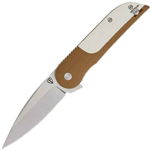Finch Devil's Finger Linerlock Claymore Brown & White G10 Folding 14C28N Pocket Knife DF020