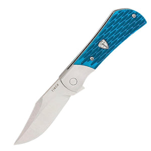 Finch Flint Framelock Caribbean Blue Jigged Bone Folding 154CM Pocket Knife FT370