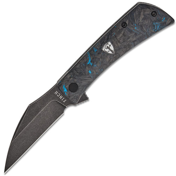 Finch Nocturnal Linerlock Dark Matter Blue Carbon Fiber Folding 14C28N Pocket Knife NT144