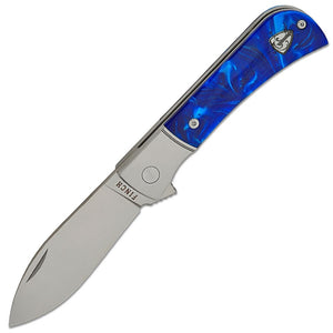 Finch Pipeline Bolster Lock Deep Ocean Blue Resin Folding 154CM Pocket Knife PL515