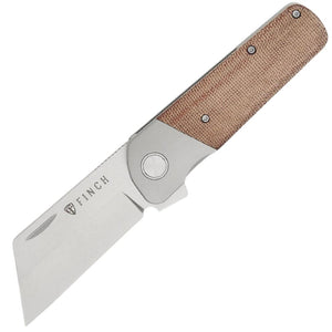 Finch Runtly XL Tobacco Natural Canvas Micarta Folding M390 Pocket Knife RTXL411