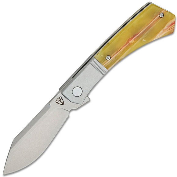 Finch Stray Dog Bolster Lock Cream Soda Resin Folding N690 Pocket Knife SY530